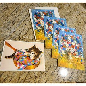 Vintage Patrick Gordon Fraser Greeting Cards Cat Girl Flowers 1970s? Get Well